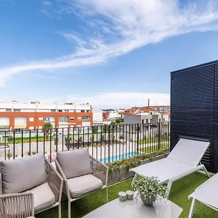 Apartment Riverside Duplex By The Sea With Pool And Balcony