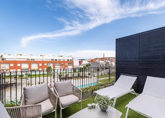 Apartment Riverside Duplex By The Sea With Pool And Balcony